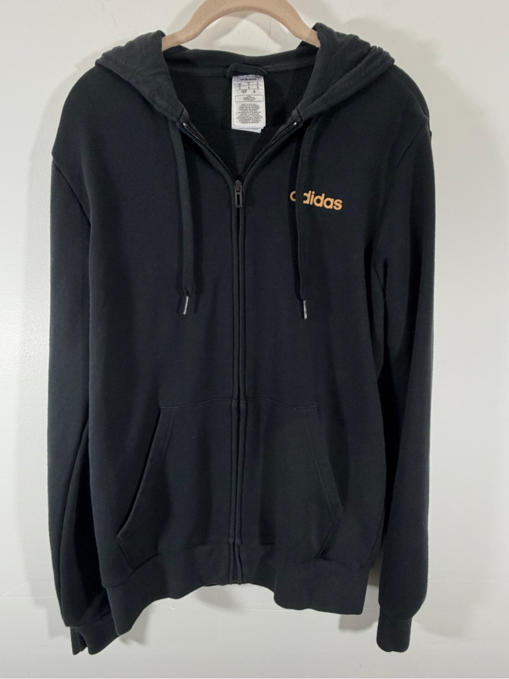 adidas Black Full-Zip Hooded Jacket with Gold Logo